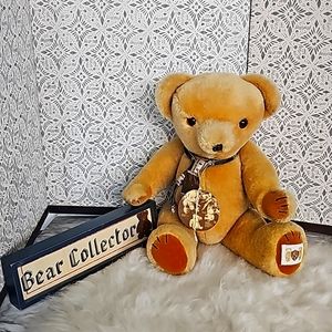 VTG House of Nisbet England mohair jointed numbered Bully Bear tags attached
